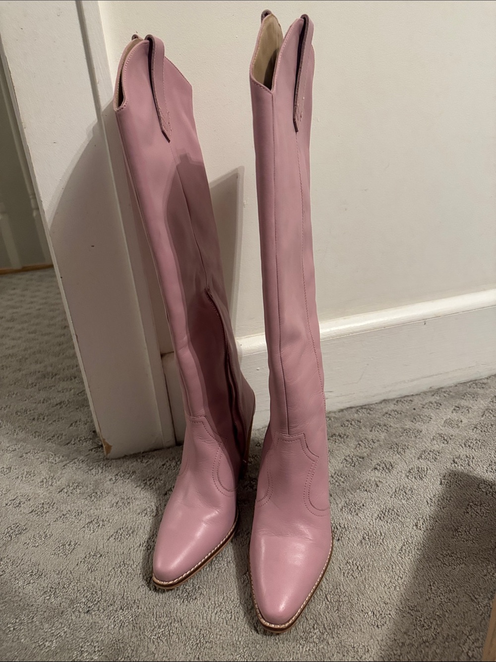 Free People Leni Tall Western Boots Pink Nectar